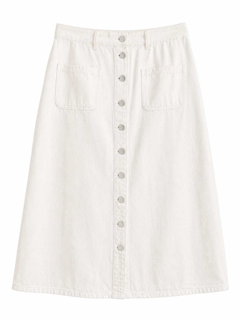 Ivy City Co Emma Denim Skirt White Button Front Size 14